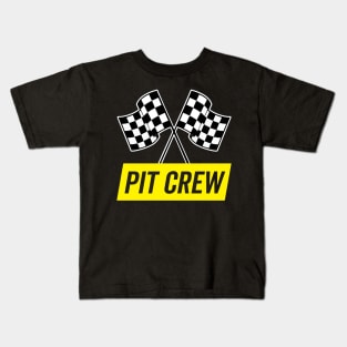 Yellow Italic Pit Crew for Racing Party Costume Kids T-Shirt